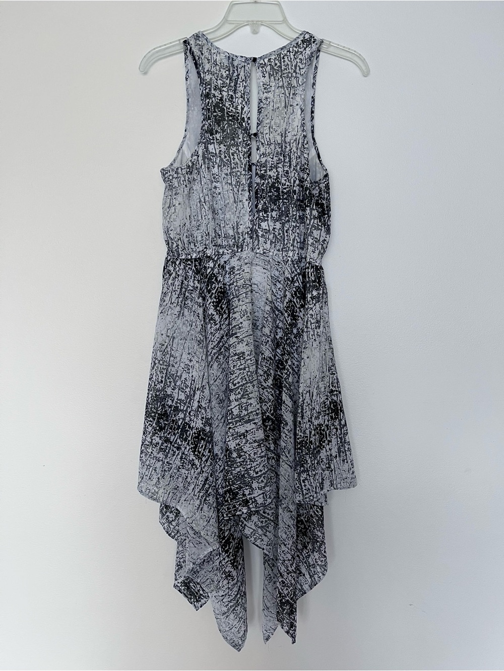 Feathers Black & White Sleeveless Midi Dress with Asymmetrical Hem Women Size M - Picture 4 of 9